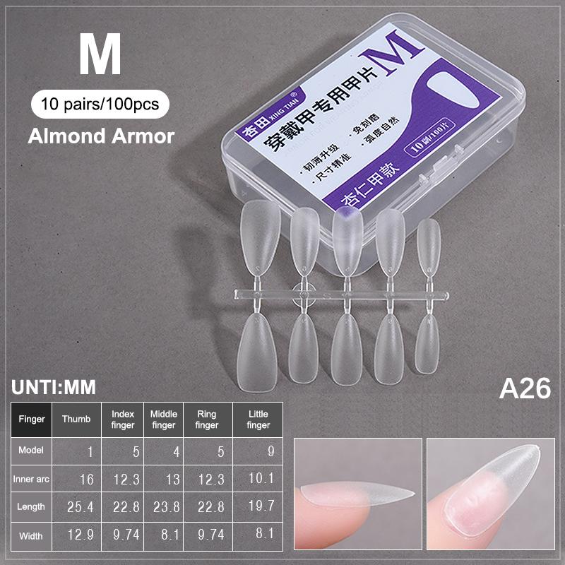 100PCS/Box Fake Nail Tips Medium Design Matte Finish False Nails Manicure Tool Extension Press On Nails