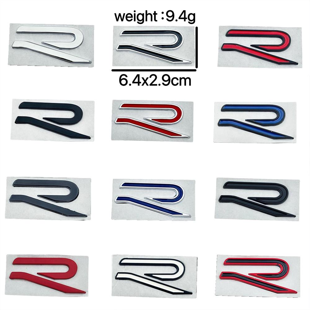 kqsdr10 1PCS 3D Metal Car Styling R Emblem Side Fender Rear Tail Trunk Sticker For VW GTI Tiguan Bora POLO PASSAT CC Touran GOLF Jetta