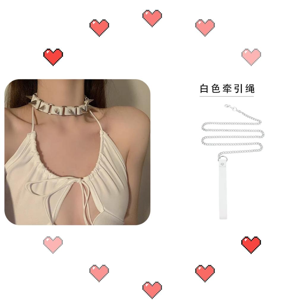 Punk Collar Women'S Splicing Rivet Collar Niche Design Necklace Necklace Choker Leather Collar Collar