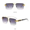 UV 400 Men Sunglasses Marble Pattern Driving Eyewear Personality Rimless Sunglasses  Female