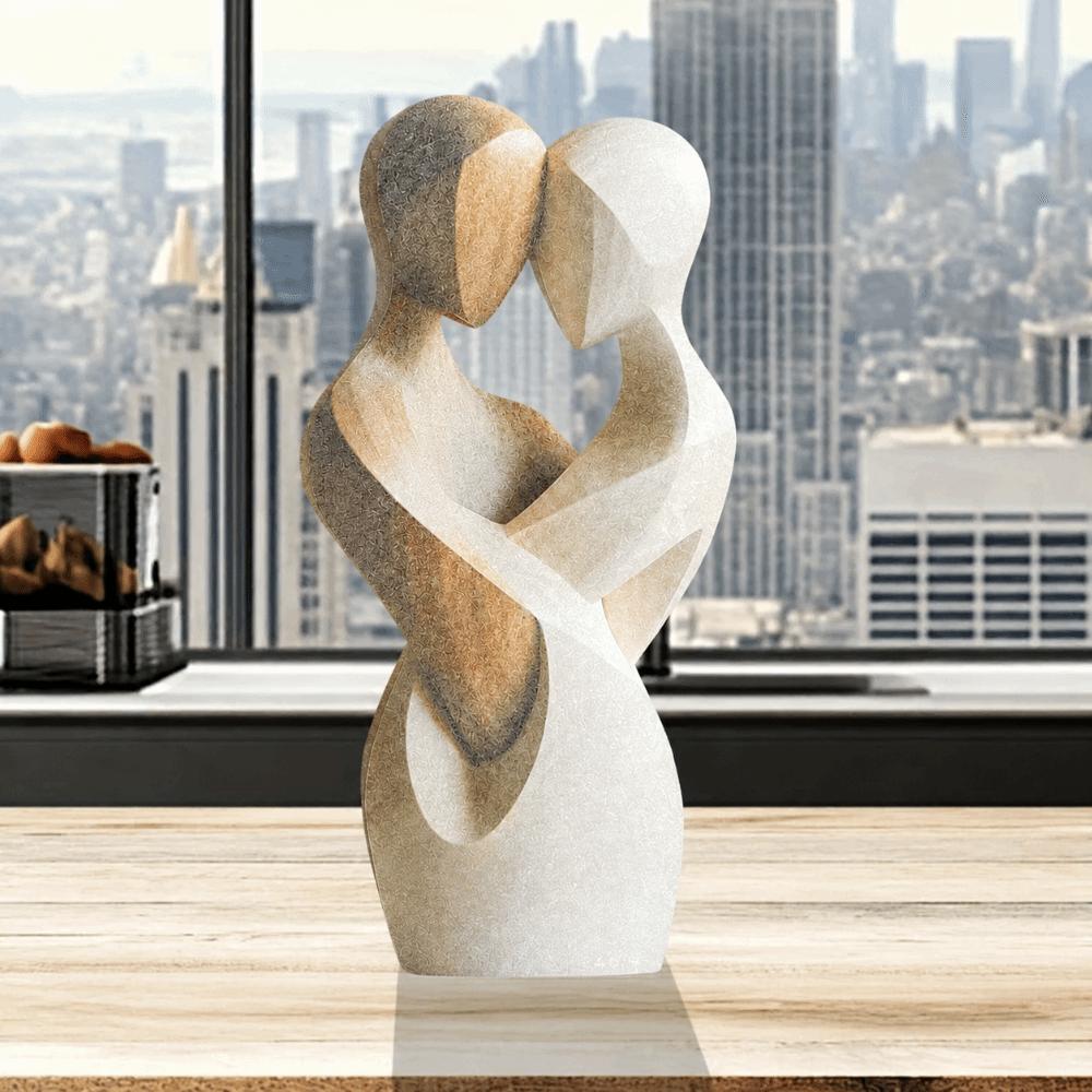 Creativiteit 2e-dimensionaal Plat Beeld Kunstmatig Hout Elegant Koppel Beeld Modern Knuffel Decoratief Beeld Bureau