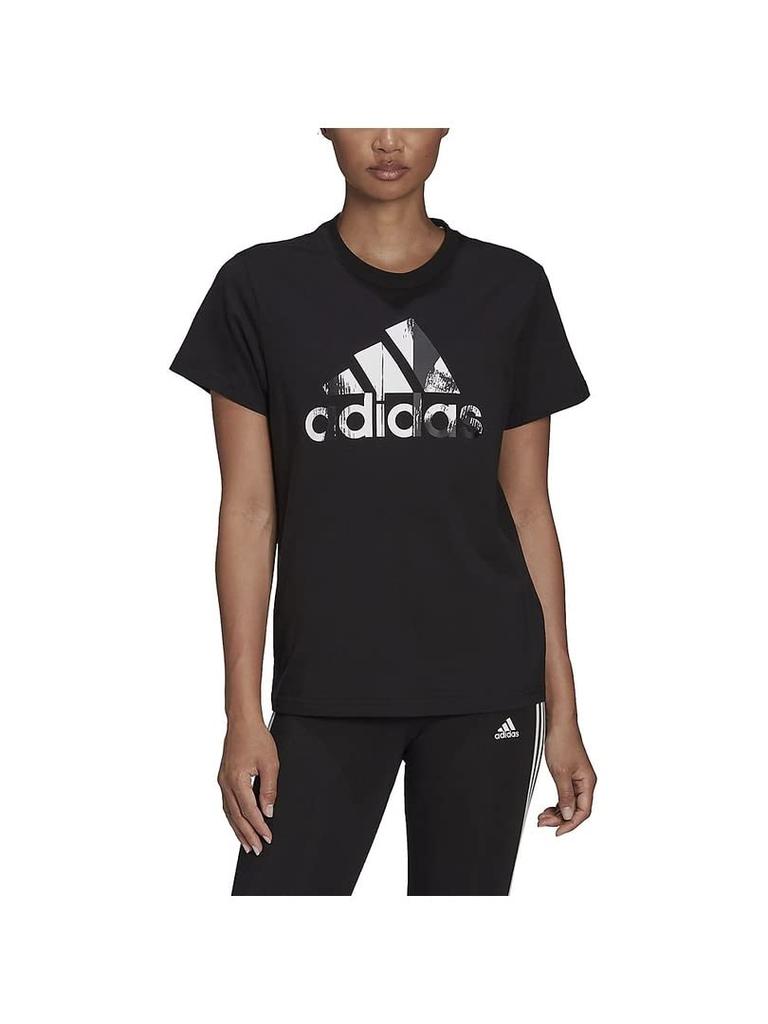 Adidas Short Sleeve Essentials Printed Logo Cotton Short Sleeve QU658 T-Shirt T-Shirt Women's Black/White (HD9328) J/L