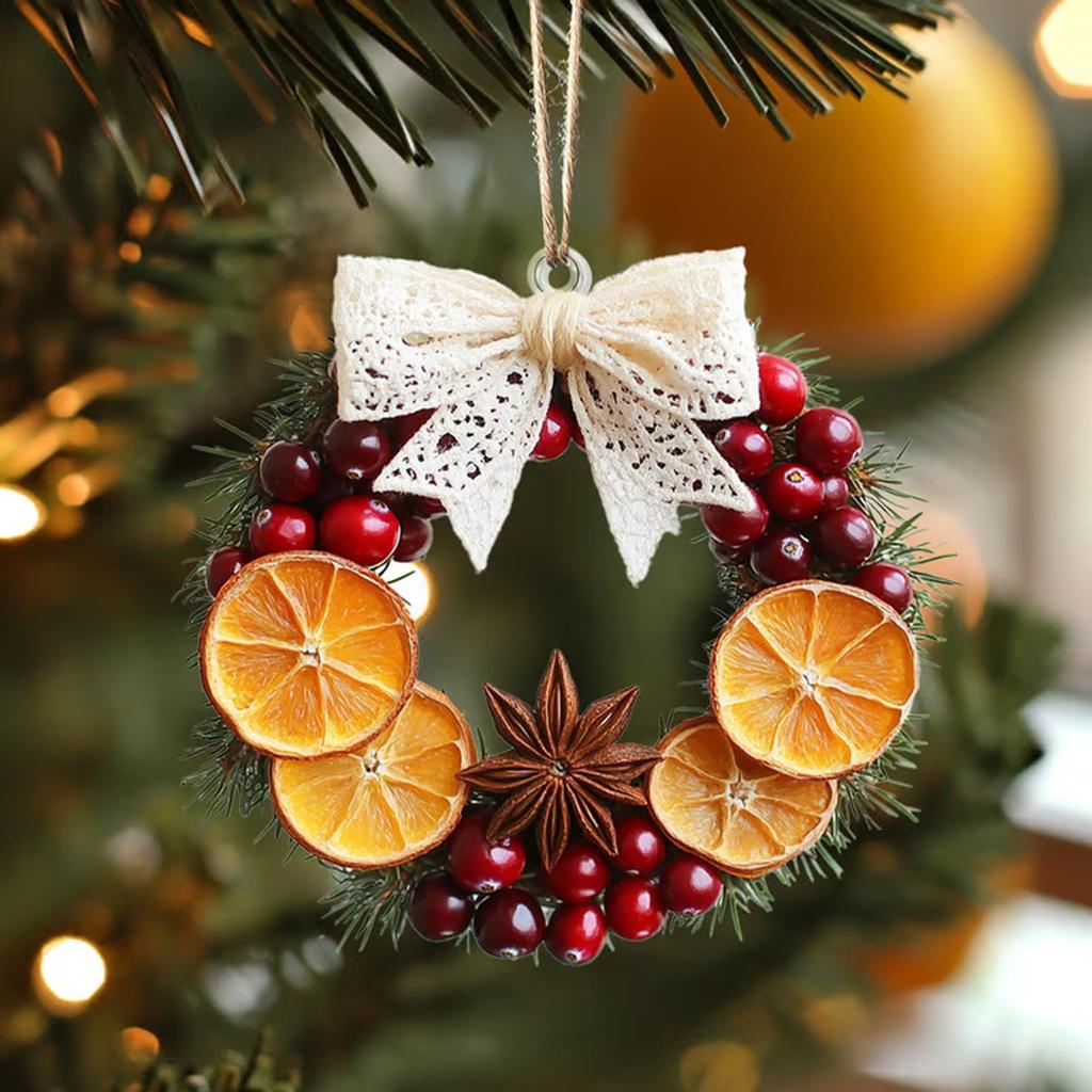 Dry Orange Acrylic Flat Personality Creative Decorative Ornaments Car Rearview Mirror Key Decorative Pendant