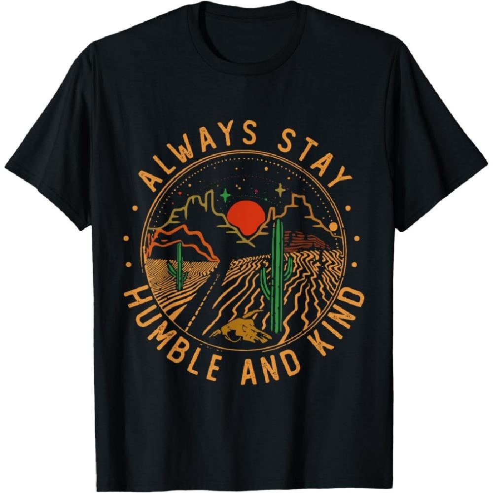 

Always Stay Humble And Kind Vintage Mountains Cactus Deserts T-Shirt XXXXXL чёрный