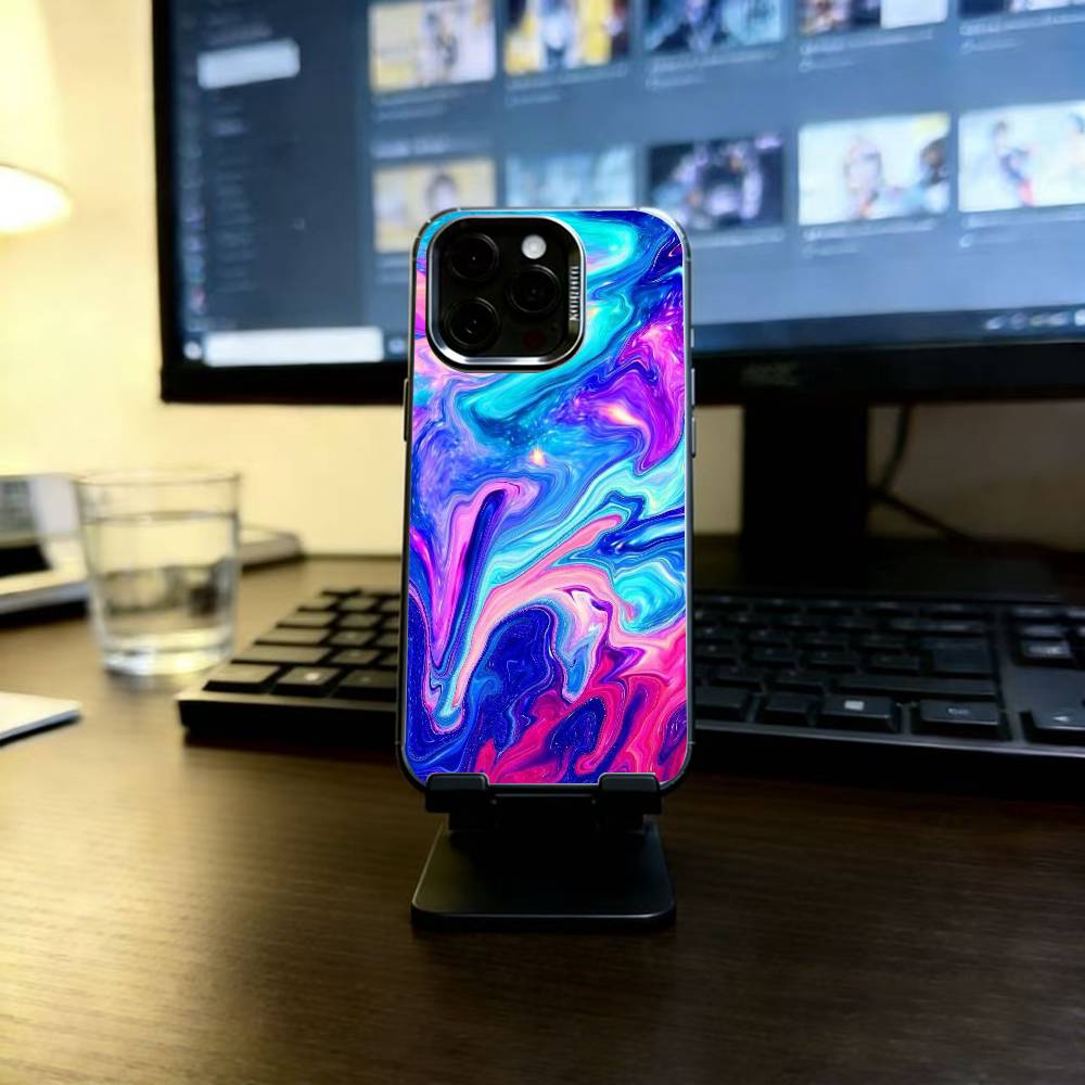 Psychedelic trippy Holographic Phone Case For iPhone 17,16,15,14,13,12,11 Plus,Pro Max,XS,Colorful Silver Black Cover