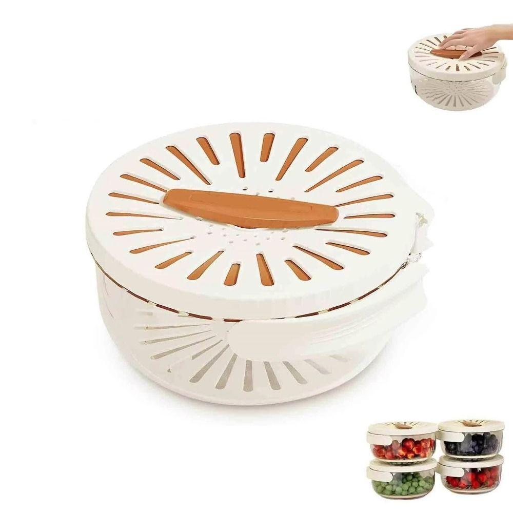 2 In 1 Vegetable Drain Basket Foldable Handle Double Layer Fruit Vegetable Washing Bowl BPA Free Portable Food Fresh Organizer