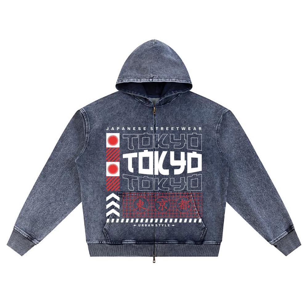 

DTG print Knitted Denim Zip-Up Hoodie japanese_streetwear 1 Brother Print Zipper Hoodies XL темно-синий