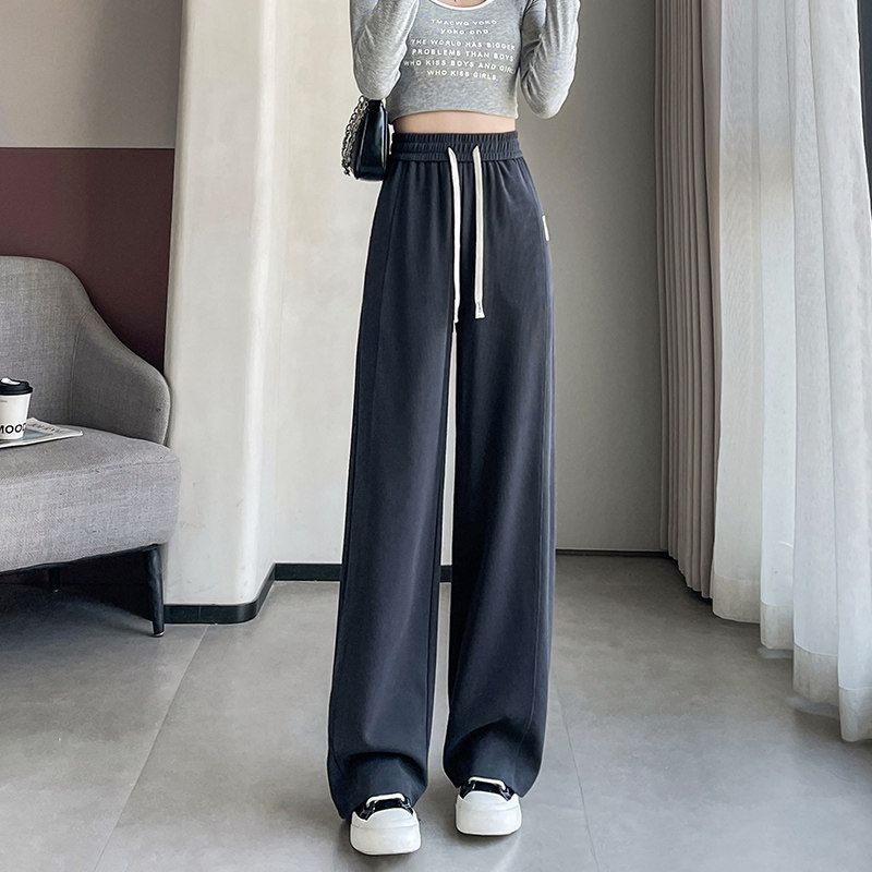 

Plus-Size Narrow Wide-Leg Pants for Women, Spring/Summer Thin Style 2026 New High-Waisted Casual Straight-Leg Drapey Floor-Length Pants Dark Grey - Petite (Spring/Autumn) 4XL