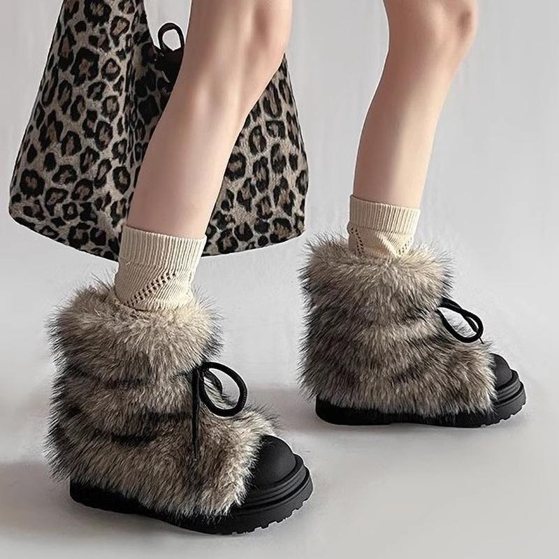 Women Snow Boots Ankle Fur Winter Anti Slip Snow Boot Women's Winter Thick Bottom Short Shoes
