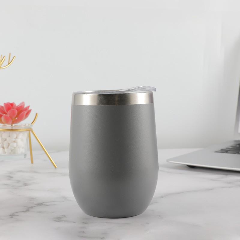 Tazza termica in acciaio inossidabile 304, Bicchiere da vino a doppia parete a forma di uovo da 12 oz, Mantiene le bevande calde o fredde.