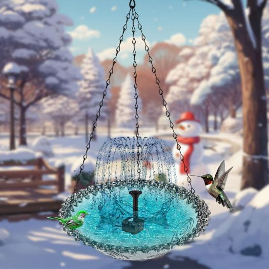 Solar-Kaskaden-Vogelbad-Brunnen Solarbetriebener Brunnen Hängendes Vogelbad Außen-Vogelbad Zieht Wildvögel an für Garten Hinterhof Dekoration