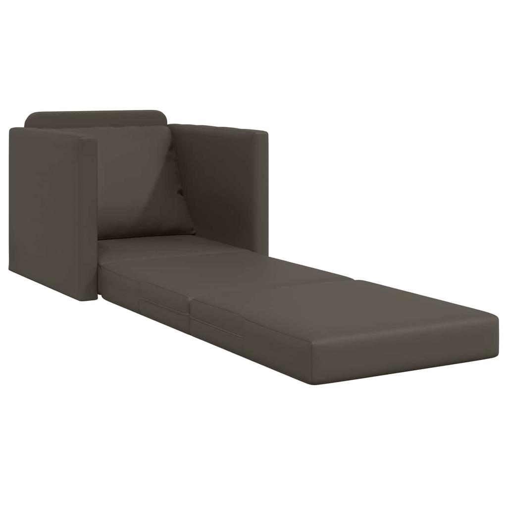 Rozkládací pohovka 60 cm Šedá umělá kůže