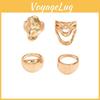 Vintage Geometric Zinc Alloy Ring Set With Fluid Lava Lines For Women Autumn