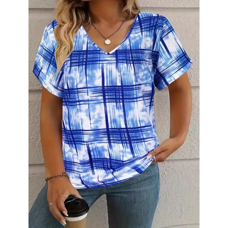 

Винтажная женская футболка с графическим 3D-принтом, летняя повседневная футболка с V-образным вырезом и короткими рукавами, модная женская уличная футболка оверсайз 6XL