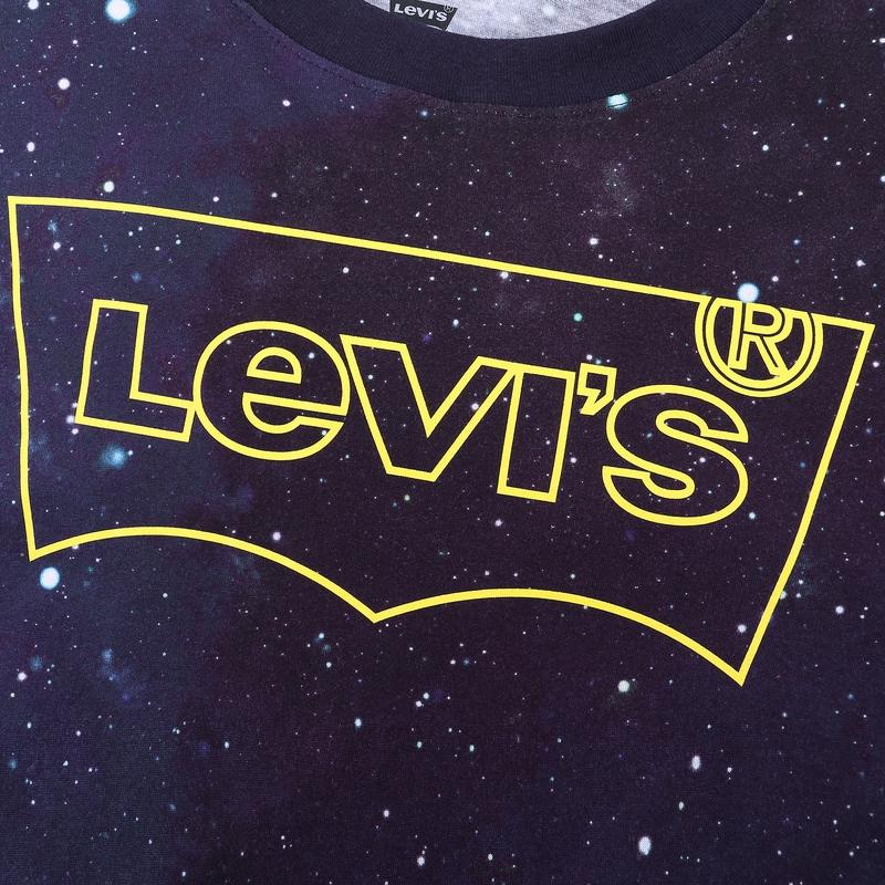 Levis Starry Sky Letter Print Crew Neck Pullover Women T-shirts Purple 76171-0013