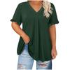 Women S Plus Size Casual Solid Short Sleeve Petal Sleeve V Neck Top