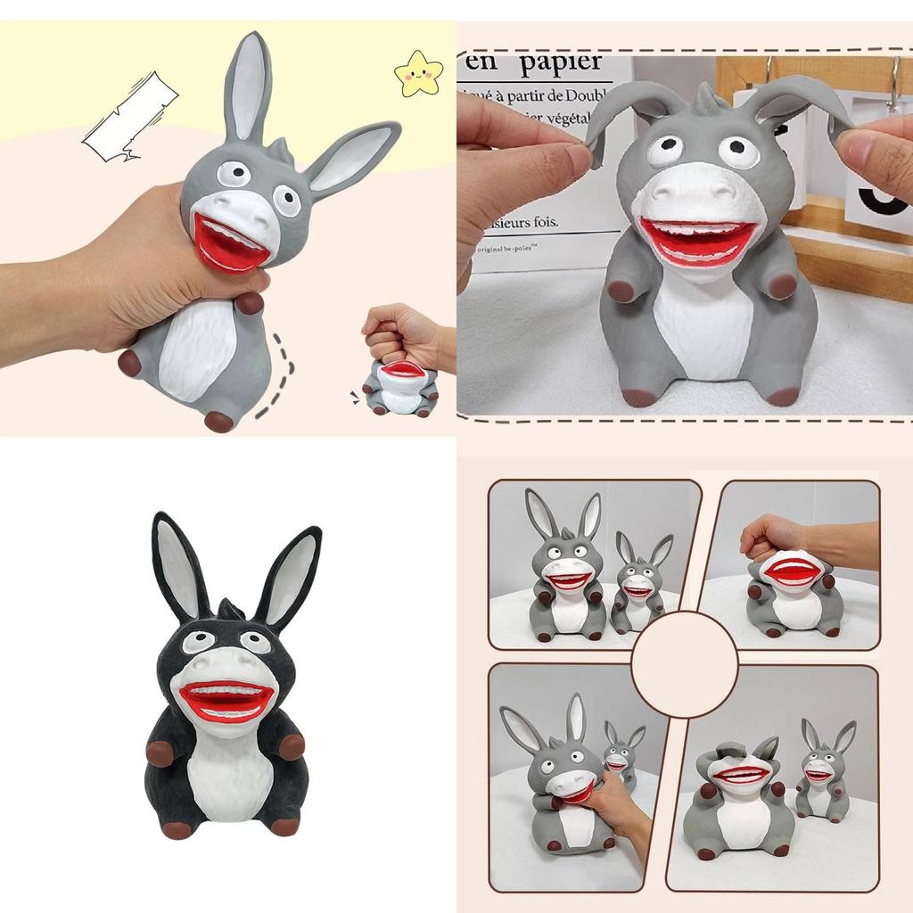 New Stress-relief Big Mouth Donkey Squishy Toy Creative Gift Tpr Material Grey