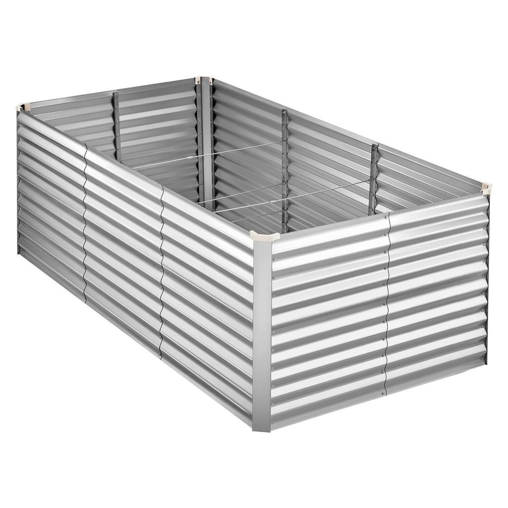 Galvanized Raised Garden Bed, 2400 x 1200 x 860 mm, Rectangular Metal Planter Box Kit Outdoor, Bottomless Planting Box with Gloves, Rustproof