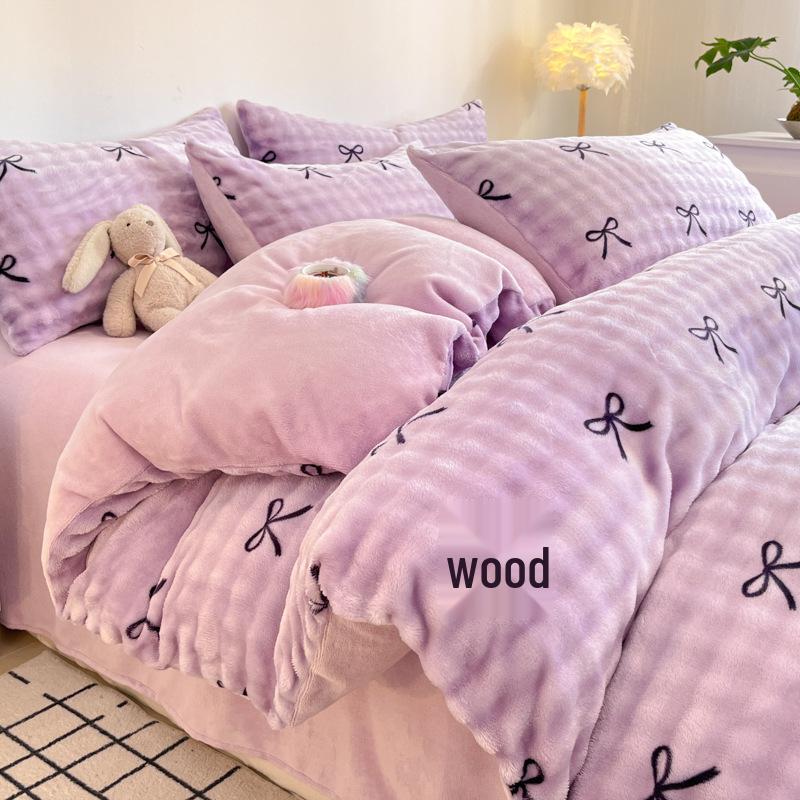 2025 Winter Fleece-Lined Velvet Bed Set: Thick Double-Sided Sheet & Duvet Cover, Dorm/Solo 3-Piece