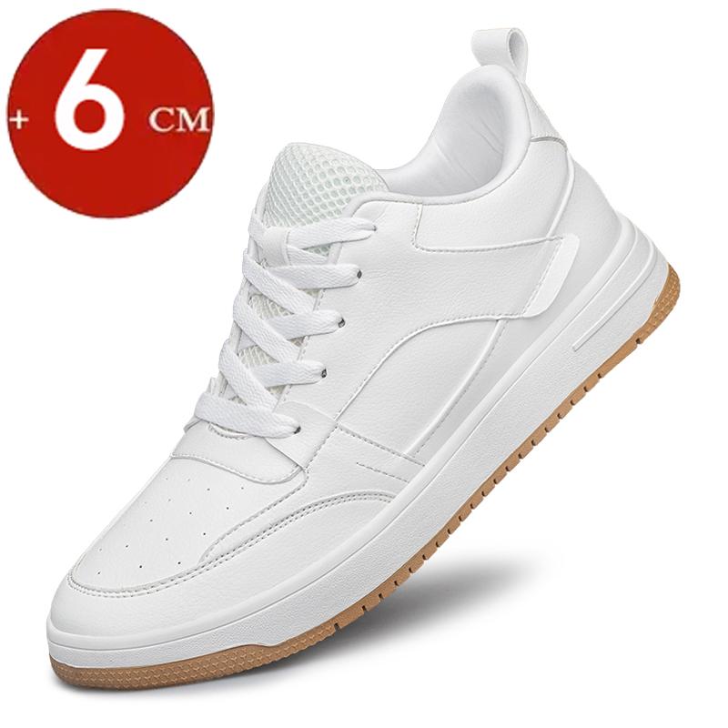 Leather 6cm 8cm Skateboard Elevator Shoes Men Casual Sneakers White Height Increasing Shoes Invisible Man Taller Lifting Flats
