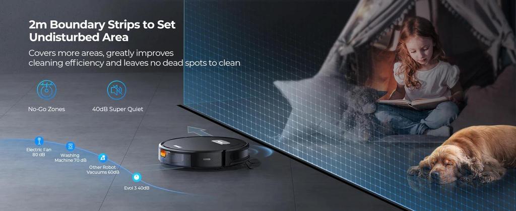 Evol 3 Robot Vacuum 4500Pa Suction Sweeping Robots Multifunctional Intelligent Sweeping Robot with Auto Carpet Boost