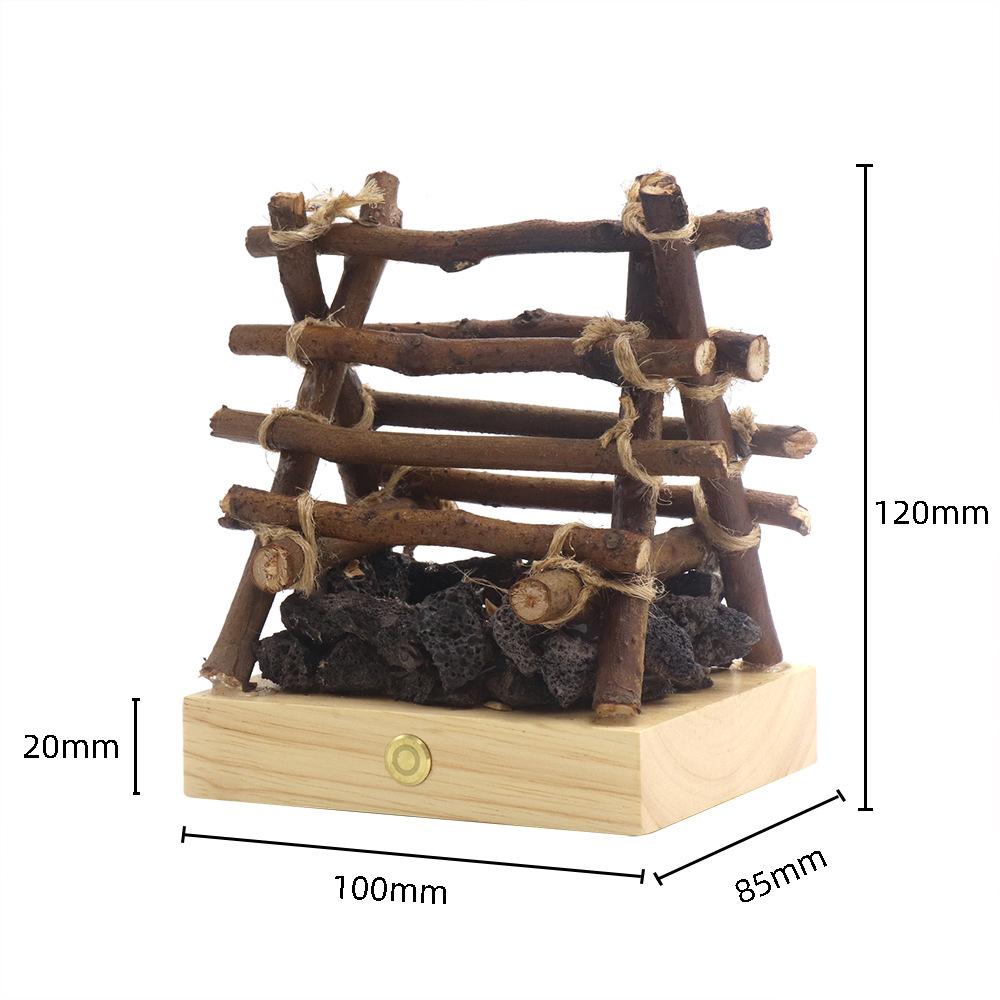 Wooden Simulated Bonfire Lights,Desktop Decorative Halo Lights,Creative Log Bonfire Night Lights USB Charging flameless Candles