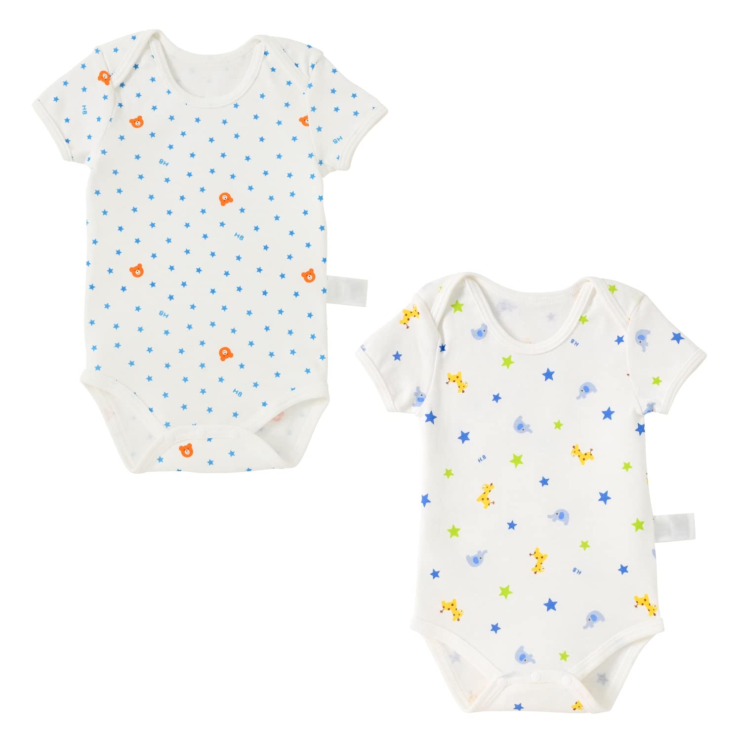 

MIKI HOUSE HOT BISCUITS Short Sleeve Body Shirt (Pullover Style) 2-Piece Set (70cm, White) 74-9930-574