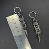 Gothic Punk Handmade Stainless Stell Spike Hoop Earrings for Women Grunge Byzantine Chainmail Chain Dangle Earrings