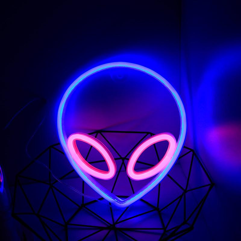Xiaomi Neon Sign Alien Face Shaped Wall Hanging Lights for Home Game Room Saucerman Plant LED Night Lamps Xmas Party Holiday Art Decor