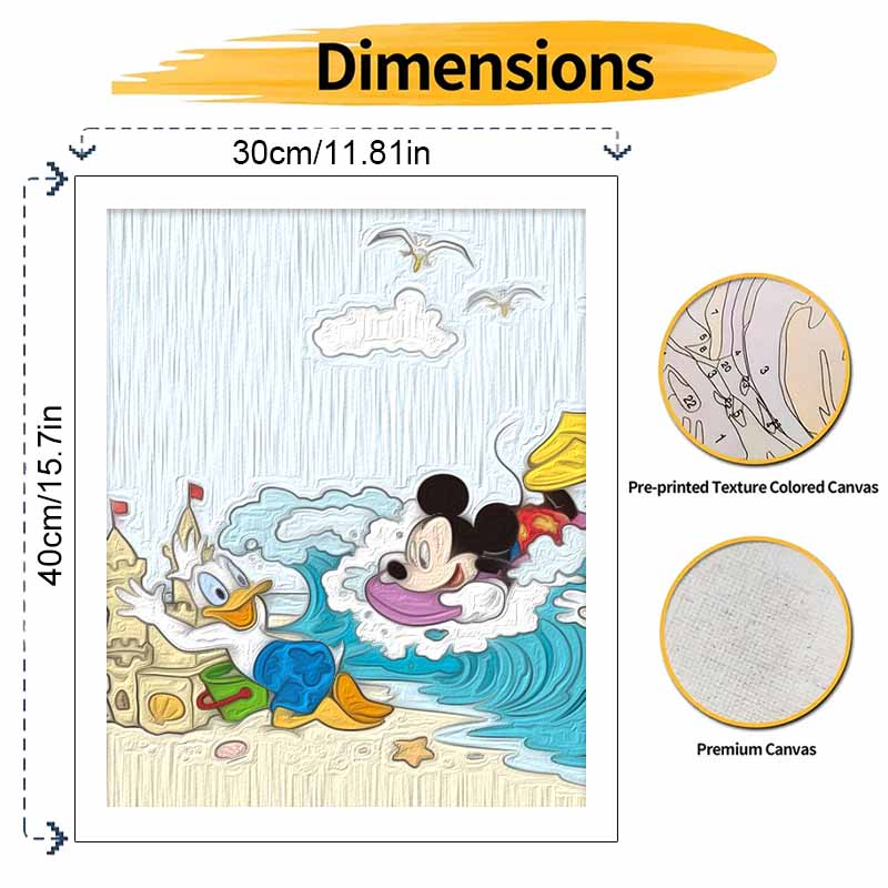 Disney Mickey Donald Beach Paint By Number Kit Drawing Canvas DIY Picture Home Decor Art Wall Painting Gift For Living Room Decor Set
