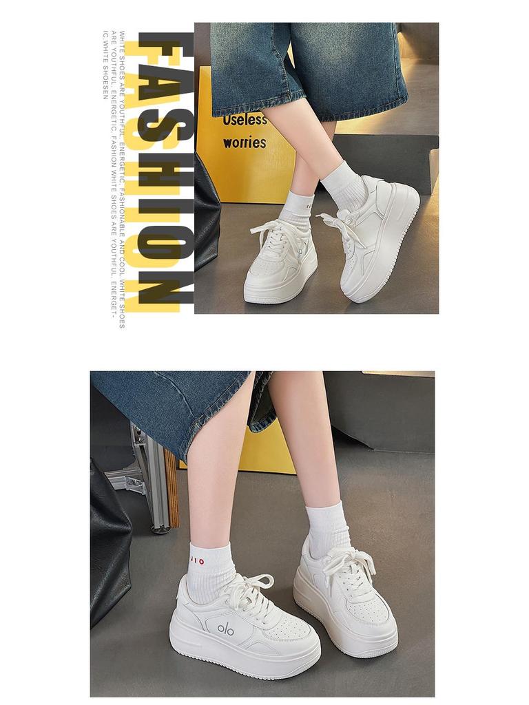 European Style Genuine Leather Thick-Soled White Sneakers - Summer 2025 Trend: Comfortable, Casual, Fashionable Sports Shoes