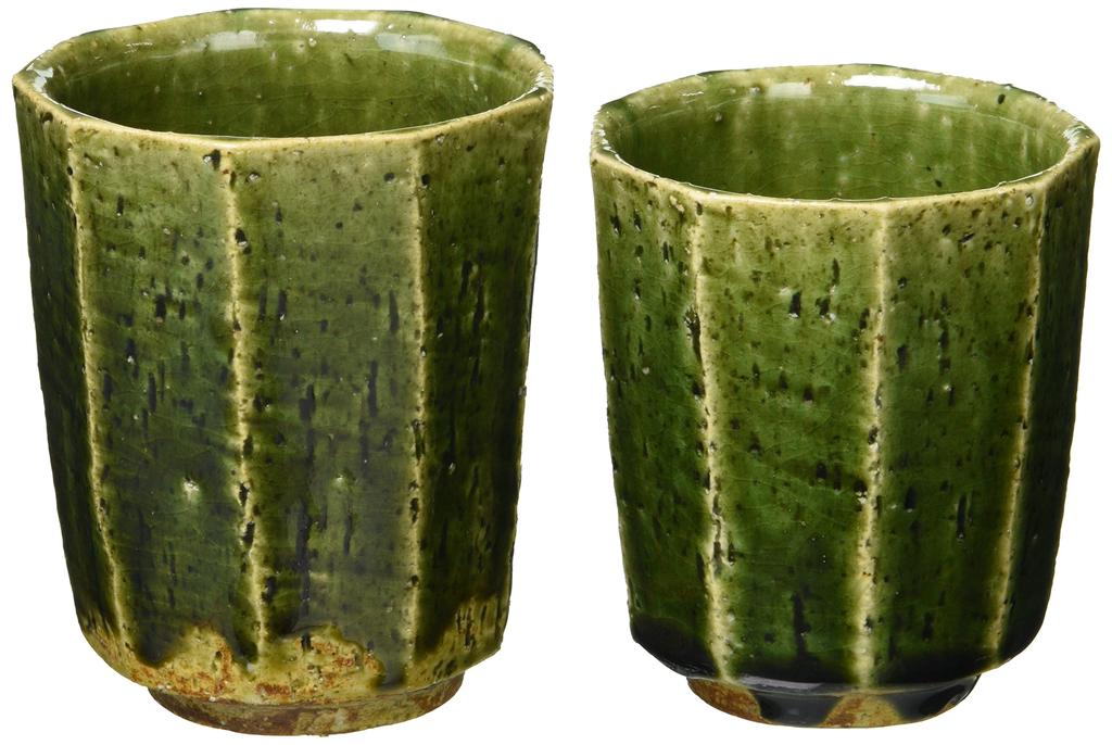 Aito Kino Teacup Oribe Beveled UOM882 Kyo-yaki, Kiyomizu-yaki, Kiln, Set, Design,