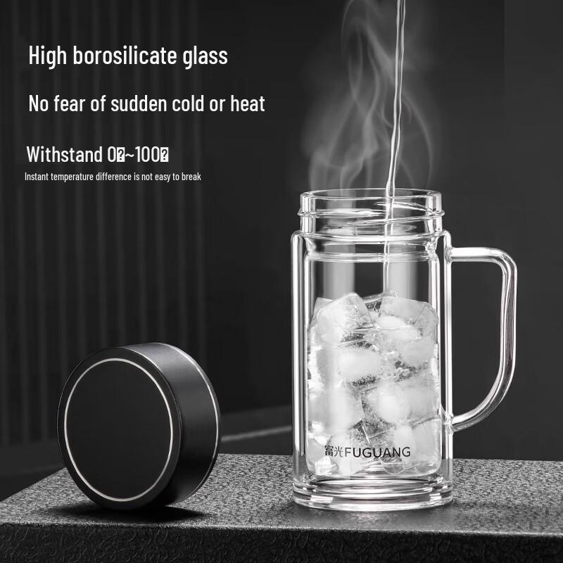 Fuguang Huiyu Double-Layer Glass Office Mug