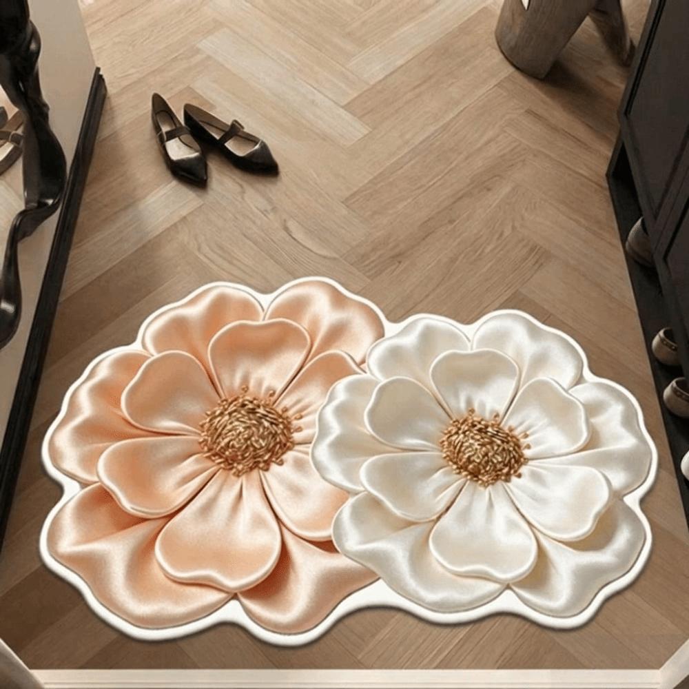 5D Flower Design Bathroom Mat Water Absorbent Quick Dry Diatom Mud Mat Colorful Non Slip Non Slip Floor Mat Home Daily Use