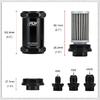 PQY BLACK AN6 / AN8 / AN10 Inline Fuel Filter E85 Ethanol With 100 Micron Stainless steel element and PQY sticker