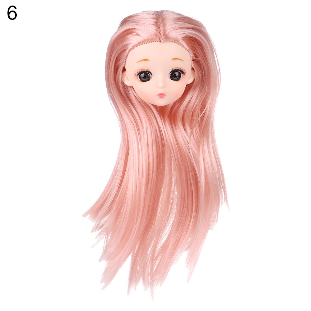 30CM Doll Head With Long Curly Hair Straight Wig For 16cm Dolls Accessories Removable Joint Toys DIY Head For 1/6 BJD Dolls