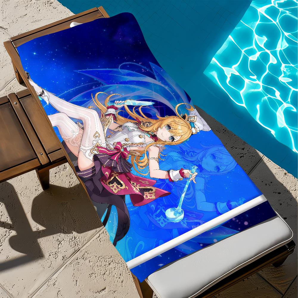 

Towel Beach Impact Bath Genshin Quick-Drying Lightweight Portable Sauna Camping Swim Escoffier Pool Travel W30*H60(CM)