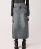 AVANDRESS Harper Tassel Pocket Denim Long Skirt Yellow Blue