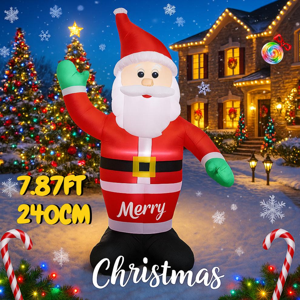 7.87FT Inflatable Santa Claus Toy Xmas Yard Lawn Party Decoration Festive Gift With LED Litght Christmas Supplies Home Ornament