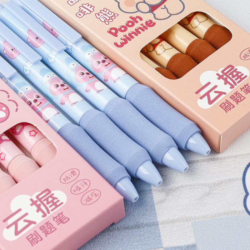 4Pcs Cartoon Capybara Panda Erasable Pressing Gel Pen Quick Drying Ballpoint Pen Fashion Signature Pen Writing Tools