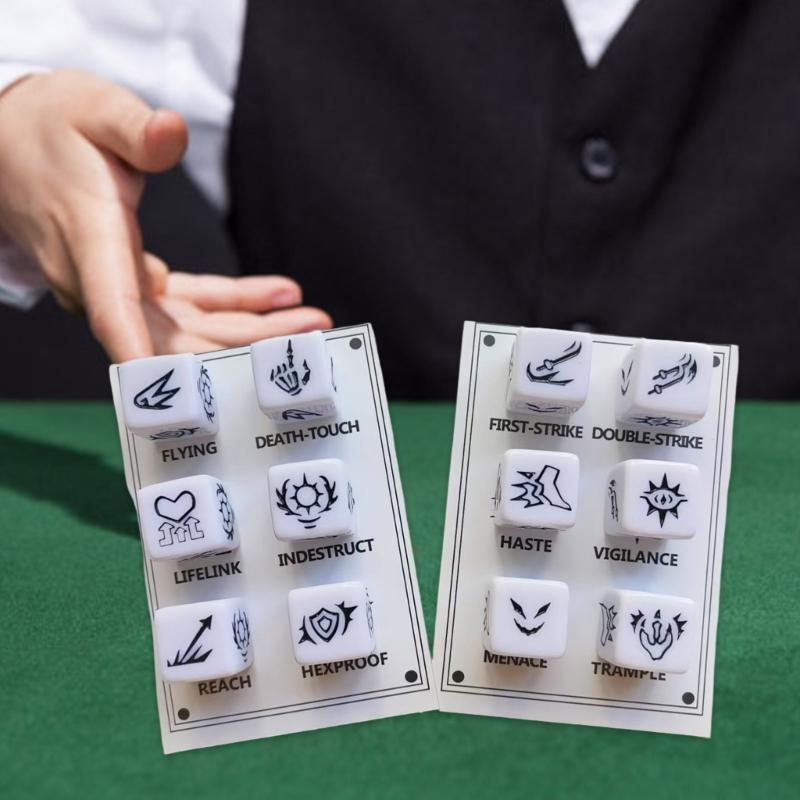 Acrylic 6 Sided Round Corner Dices Keyword Pattern Role Playing Dices for Table Game, Classroom Teaching Easy to Use