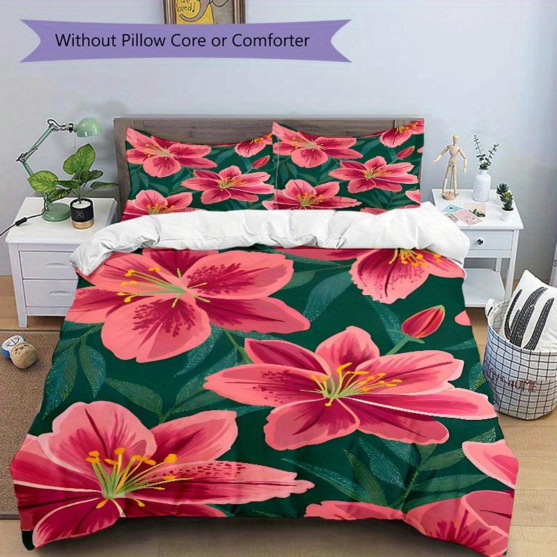 3pcs Floral Pattern Bedding Set, Suitable for Bedroom Decoration, (Includes 1 Duvet Cover And 2 Pillowcases, Quilt Not Included) yy250822193