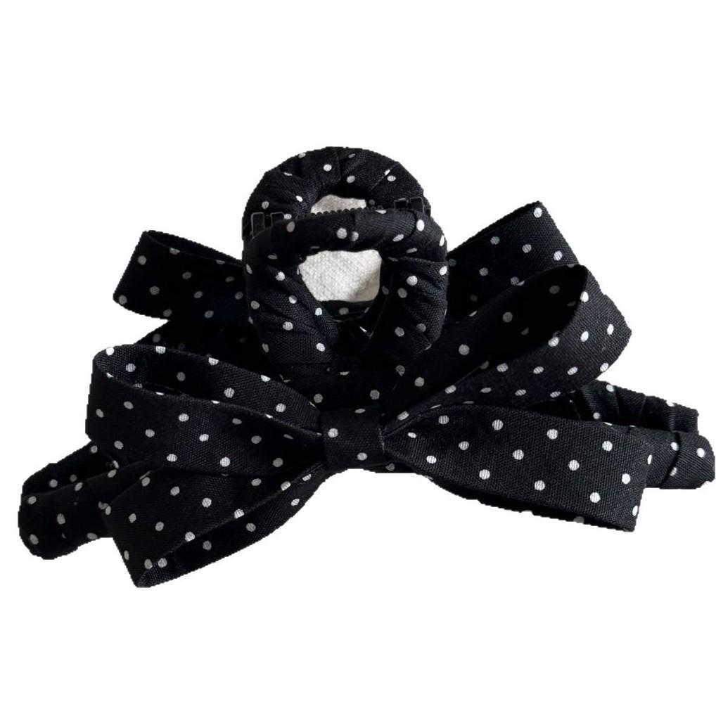 French Black & White Polka Dot Bow Hair Claw – Versatile Fashion Shark Clip