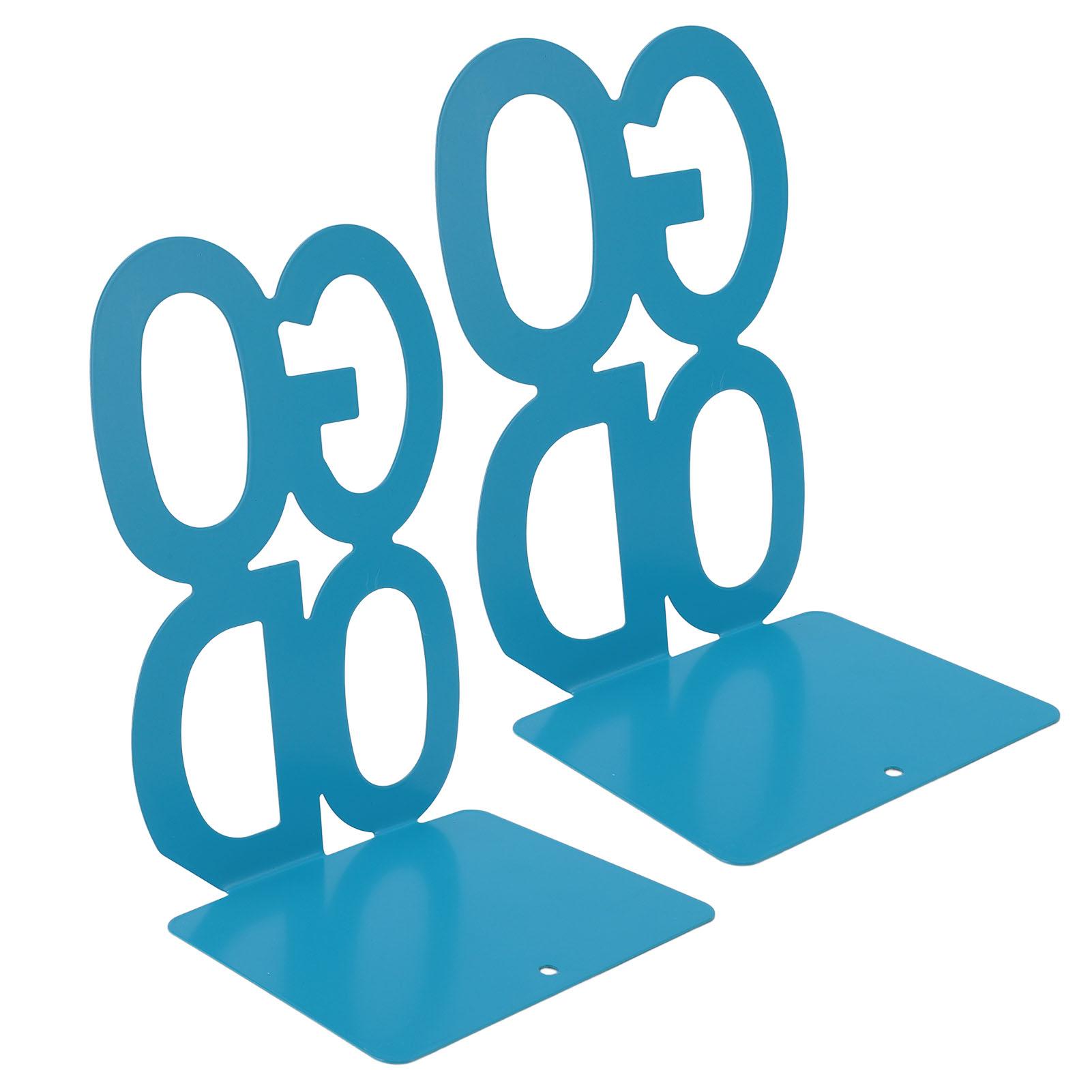 

1 пара металлических подставок для книг, прочные, нескользящие, декоративные подставки для книг для дома, учебы, офиса, школы, синего цвета