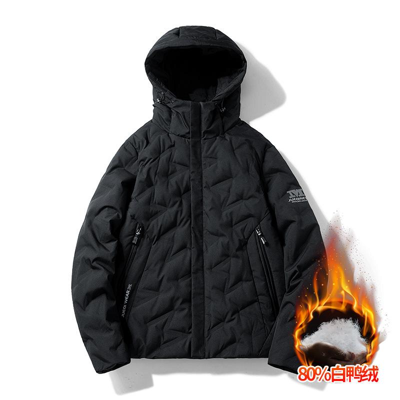

Мужской пуховик осень-зима новый защита от холода и тепло капюшон повседневный легкий и легкий короткий пуховик мужской трендовый однотонный M
