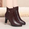 thick-soled high-heeled short boots for women's autumn and winter new short women's boots waterproof table thick-heeled women's leather boots