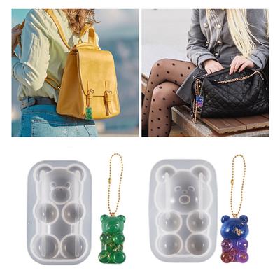 Semi-dimensional Bear Silicone Mold DIY Handmade Keychain Pendant Ornaments Crystal Epoxy Resin Molds Jewelry Crafting