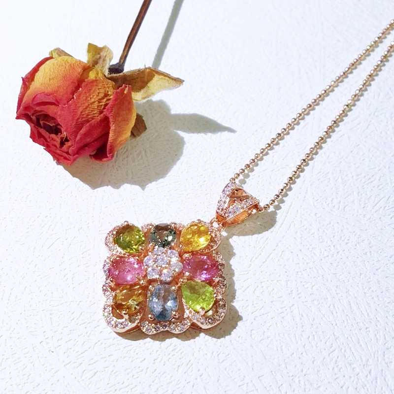 Sace Gems S925 srebro 4*5MM naturalny turmalin wisiorek naszyjniki dla kobiet zaręczyny imprezowa, koktajlowa piękna biżuteria