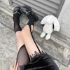 Black Fishnet Stockings with Irregular Holes - Sexy One-Piece Suspender Style for Women