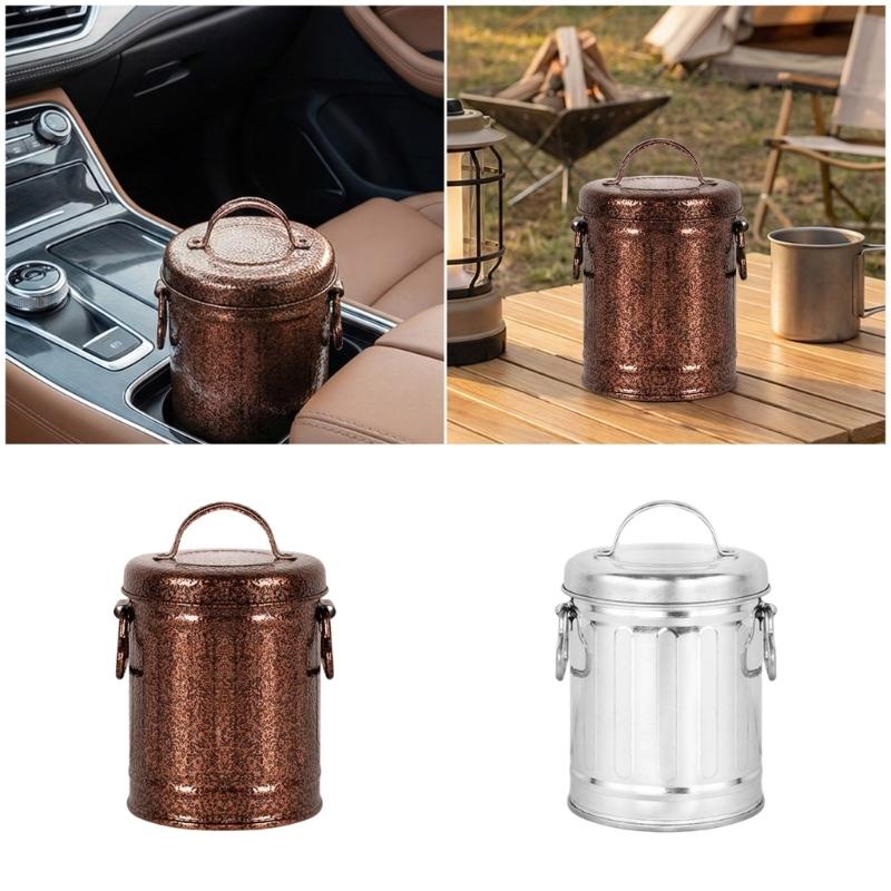 Windproof Vehicle Ashtray Portable Metal Bucket Style Stops Ashes Spread During Driving Simple Disassembly